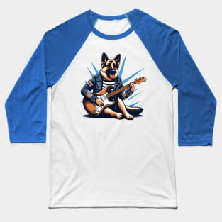 German Shepherd Playing Guitar Baseball T-Shirt